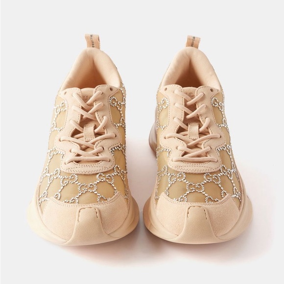 💖NWT GUCCI TELA GG CRYSTAL MESH RUNNER WOMENS SNEAKERS BEIGE IT40 - Picture 7 of 16